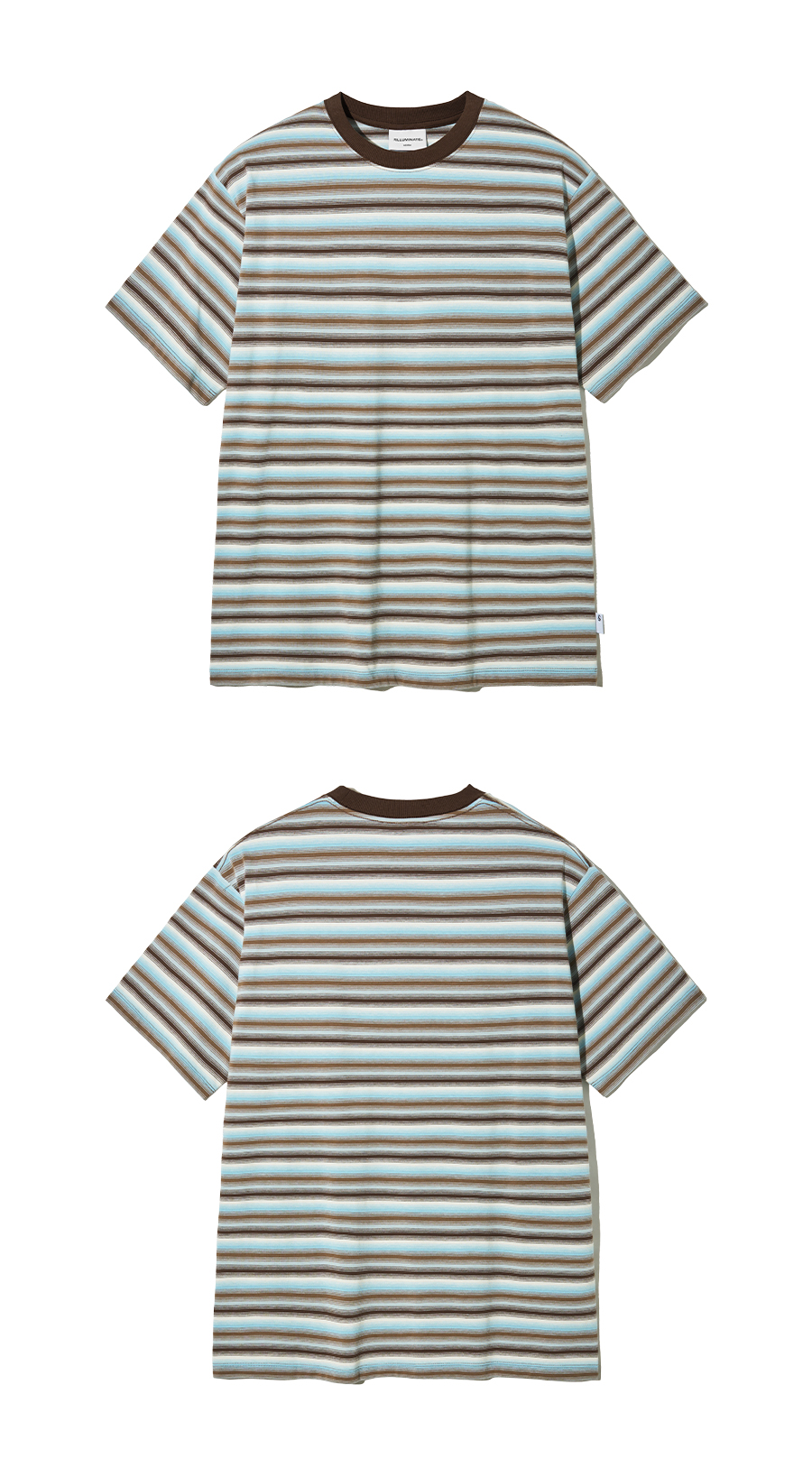 Tシャツ・カットソー [FILLUMINATE] Mixed color striped t-shirt MUSINSA | FILLUMINATE Mixed Color Stripe T-Shirt - Brown
