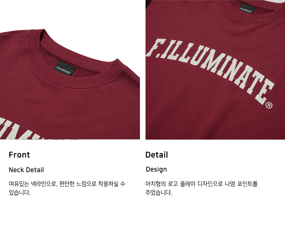 Overfit Arch Logo Sweat Shirt-Wine - F.ILLUMINATE