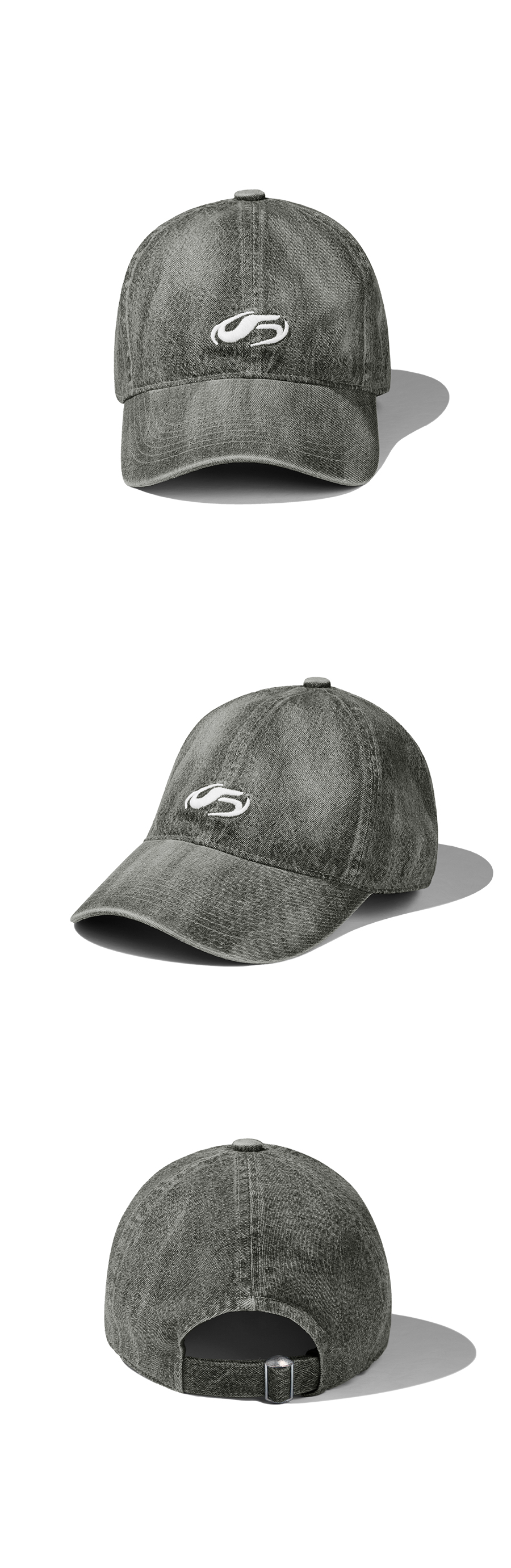 MUSINSA | FILLUMINATE Symbol Logo Washed Denim Ball Cap-Black