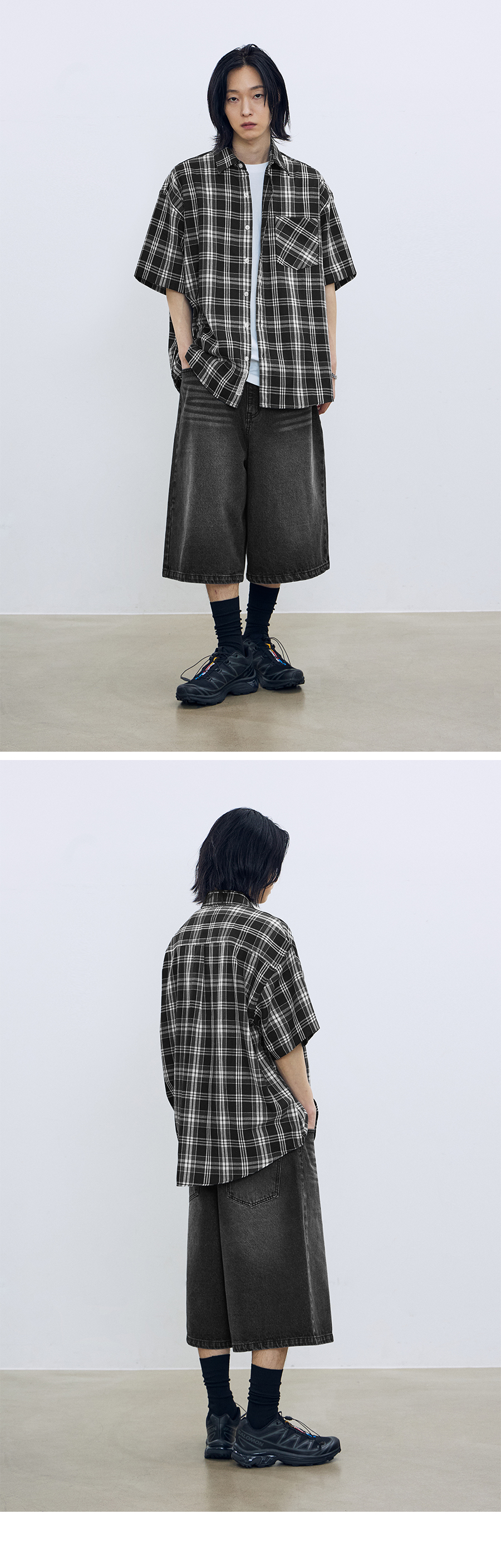 ☆F.ILLUMINATE☆ Overfit forest check shirt black F.illuminate] Celebrity Popular Pick Overfit Forest Check