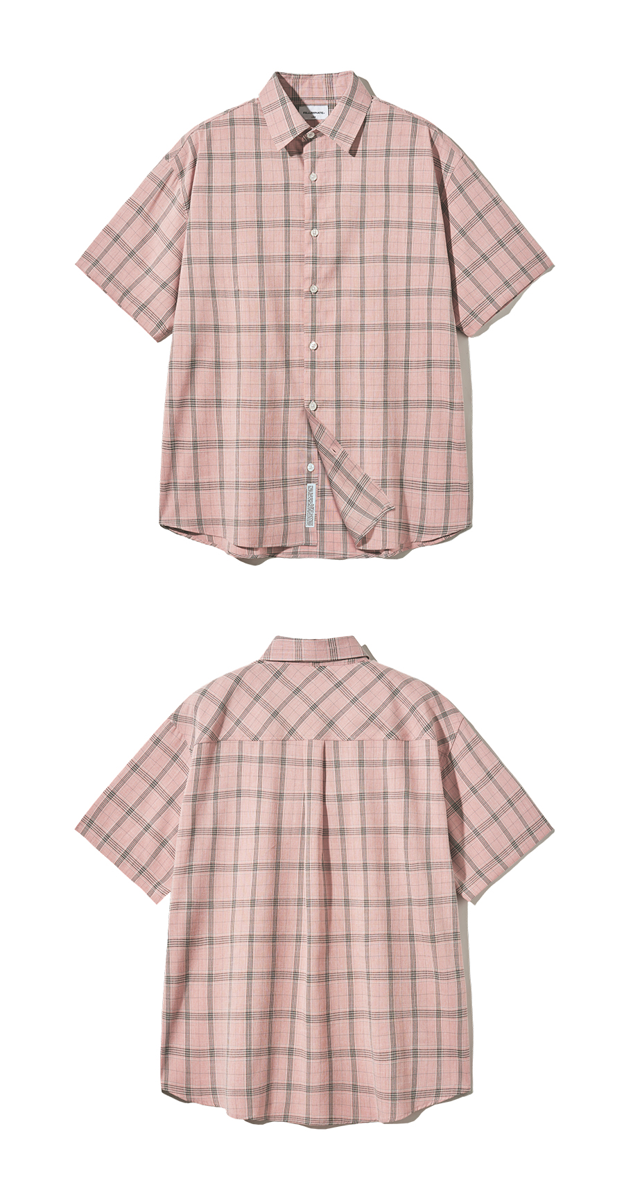 Rhombus Tartan Check Half Shirt-Pink | ファッション通販