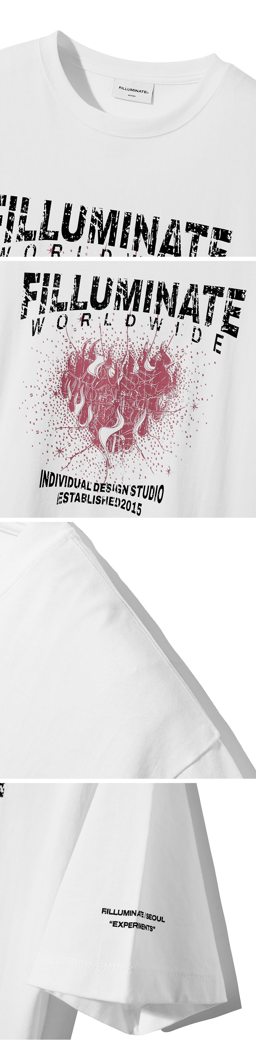 Burning Heart T-Shirt-White - F.ILLUMINATE