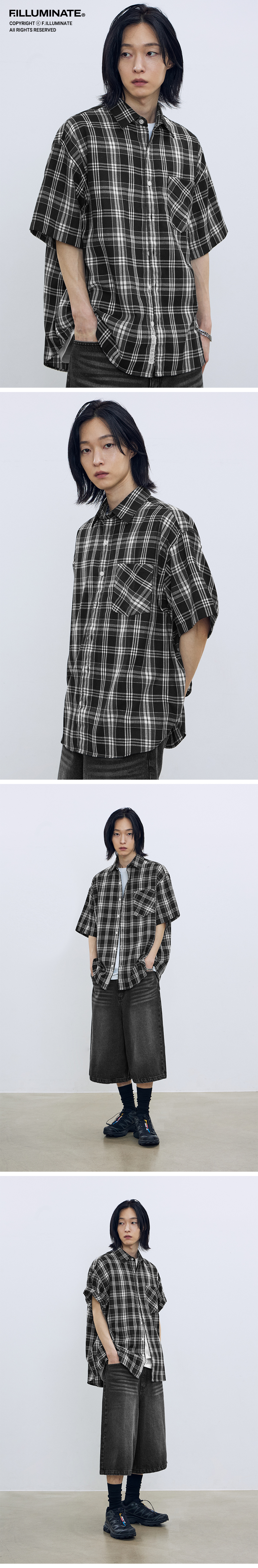 ☆F.ILLUMINATE☆ Overfit forest check shirt black F.illuminate] Celebrity Popular Pick Overfit Forest Check