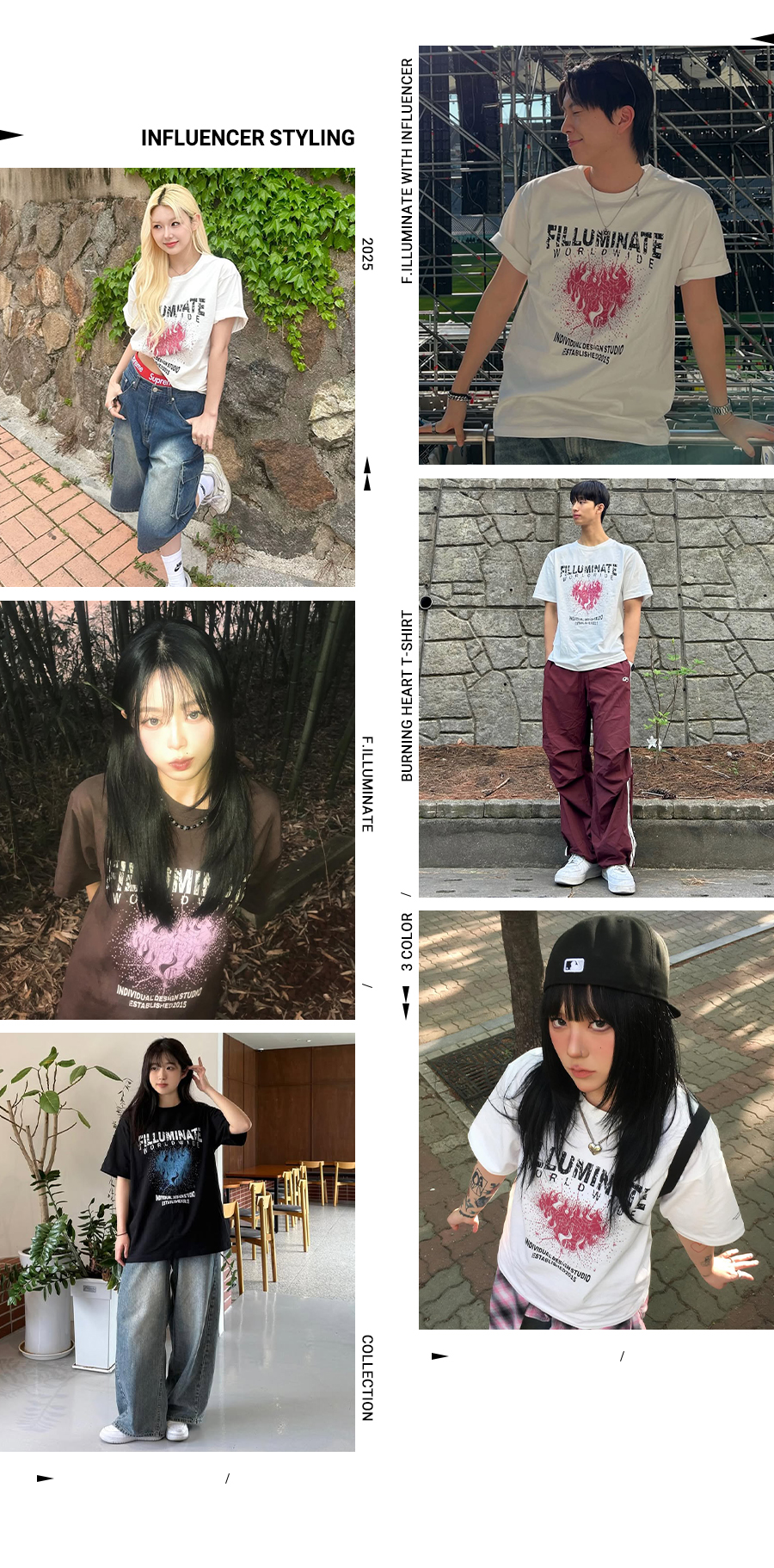 Tシャツ・カットソー [FILLUMINATE] Burning Heart T-shirt (BLACK) バーニングハートTシャツ-ブラック - filluminate | 60