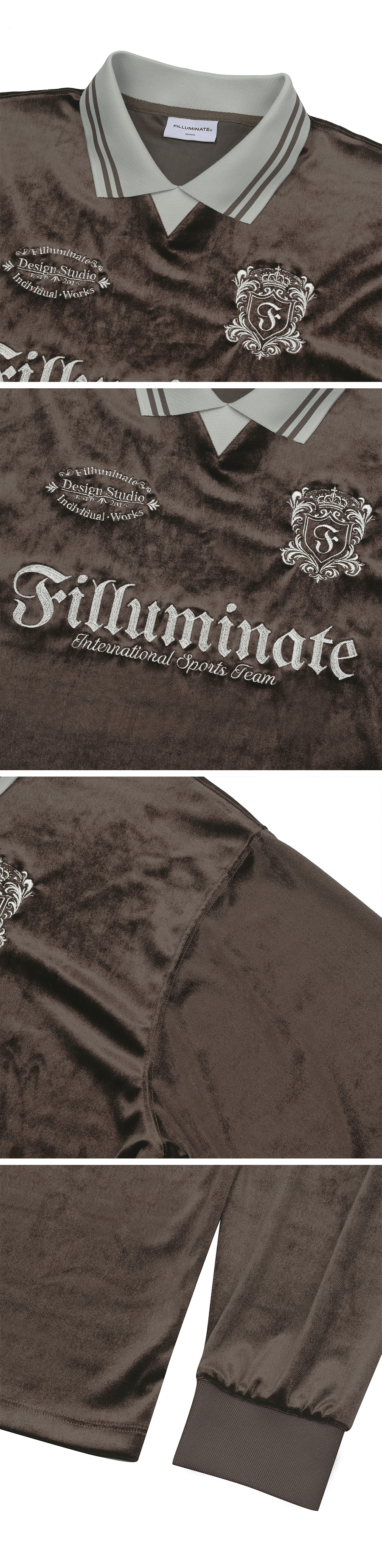MUSINSA | FILLUMINATE Velour Collar Long Sleeve-Brown