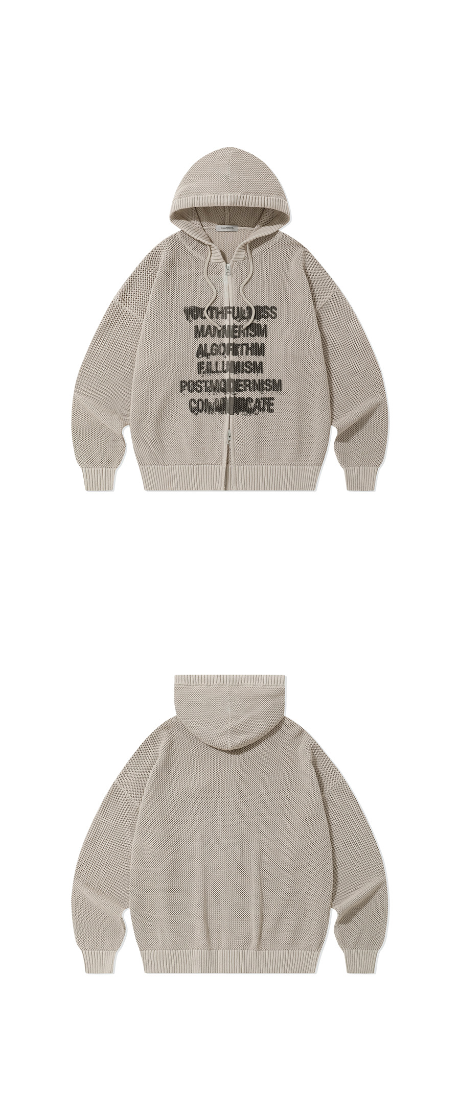 MUSINSA | FILLUMINATE Spread Punching Knit Hooded Zip Up