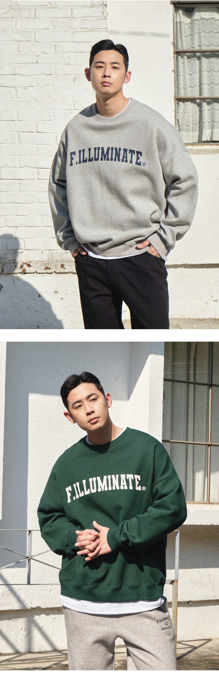 F.ILLUMINATEのOverfit Arch Logo Sweat Shirt 全7色 Overfit Arch Logo Sweat Shirt-Light Green - filluminate | 60