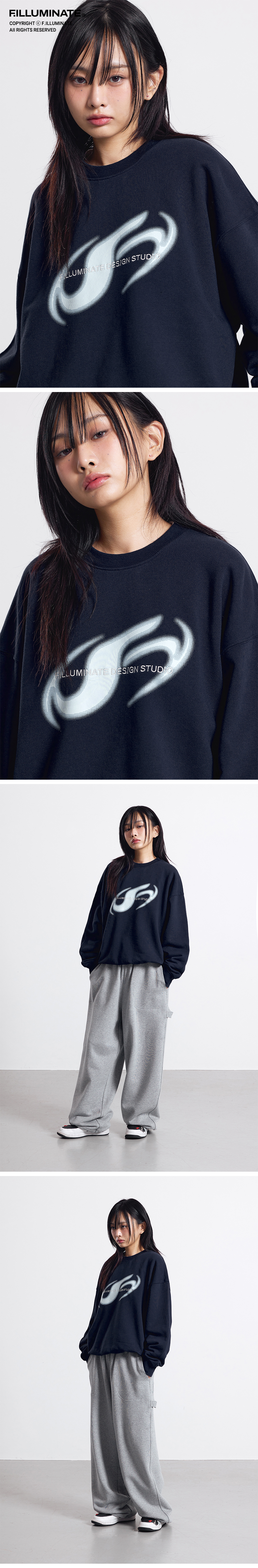 F.ILLUMINATEのSlant Symbol Logo Sweatshirt 全3色 Slant Symbol Logo Sweat Shirt-Navy - F.ILLUMINATE