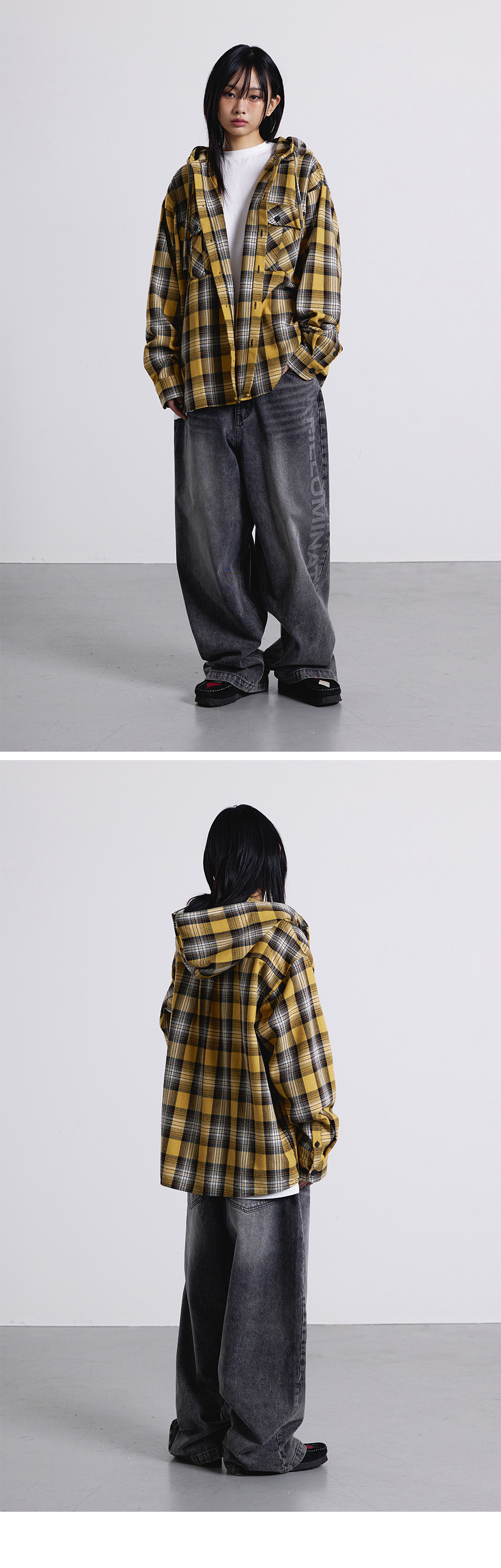 シャツ IONSEOUL Dust Check Hood Shirt E249 Cross Check Hood Shirt-Yellow | ファッション通販サイト NUGU