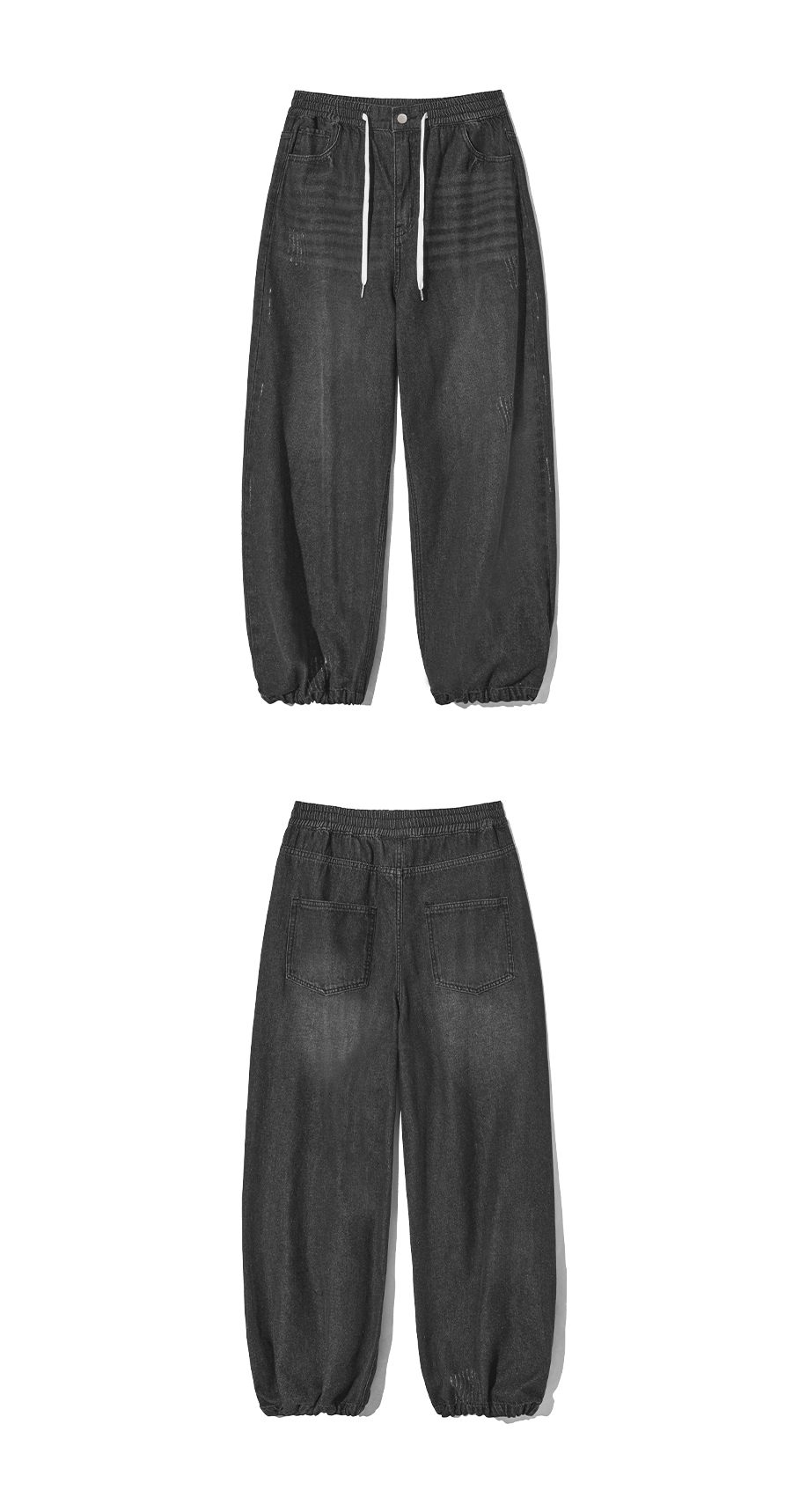 デニム・ジーパン Side line tutu damage washed denim banding wide pants black MUSINSA | SOME PLACE Side Line Tutu Damage Washed Denim