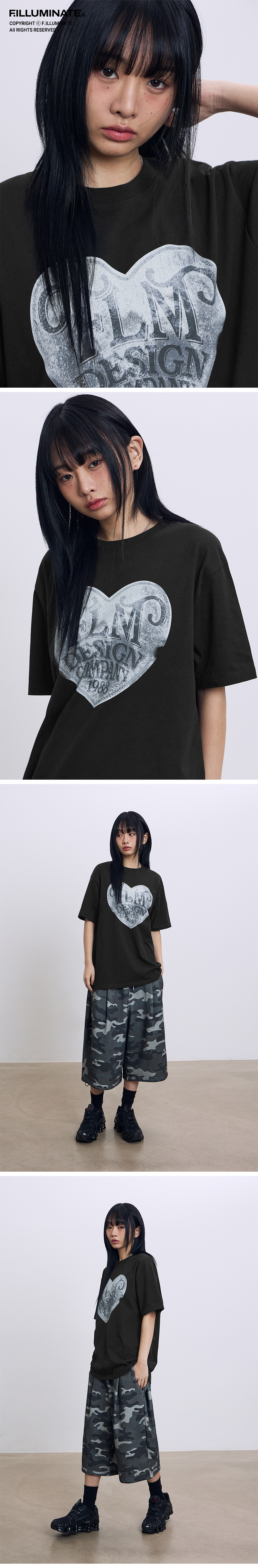 Tシャツ・カットソー [FILLUMINATE] FLM Vintage Heart Graphic T-Shirt MUSINSA | FILLUMINATE FLM Vintage Heart Graphic Tee-Black