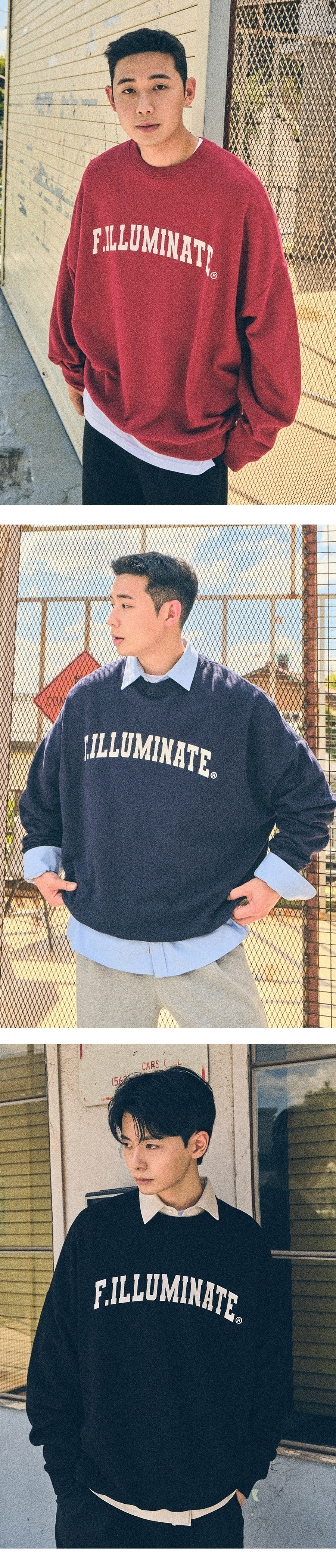 Overfit Arch Logo Sweat Shirt-Green - F.ILLUMINATE
