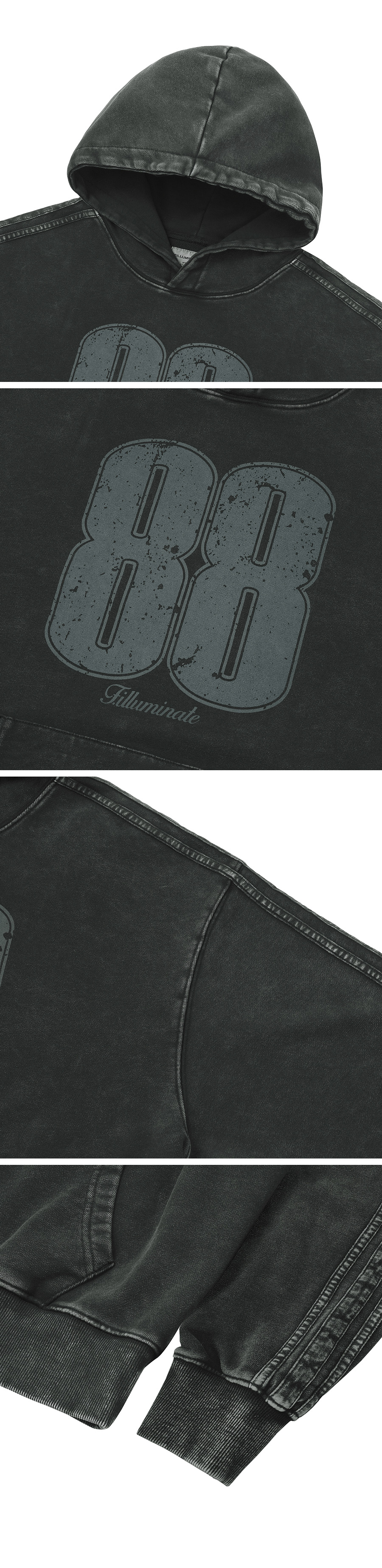 MUSINSA | FILLUMINATE 88 Pigment Hoodie-Black