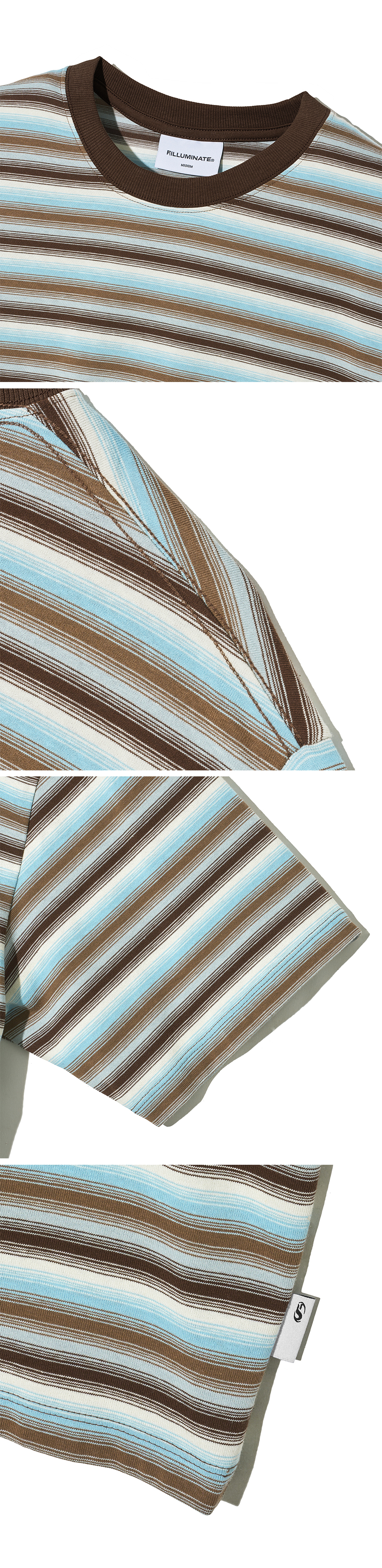 Tシャツ・カットソー [FILLUMINATE] Mixed color striped t-shirt MUSINSA | FILLUMINATE Monoline Stripe T-Shirt - Brown