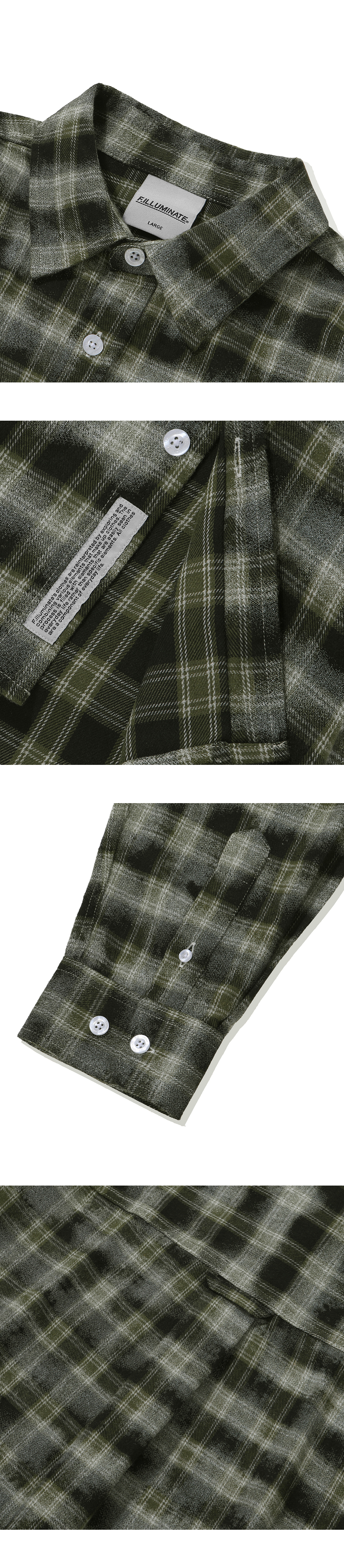 MUSINSA公式 | FILLUMINATE Overfit Damaged Washed Check Shirt