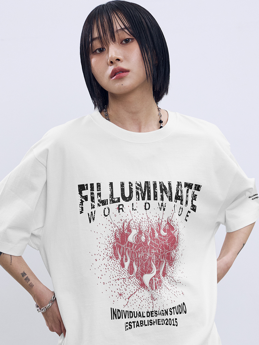 Tシャツ・カットソー [FILLUMINATE] Burning Heart T-shirt MUSINSA | FILLUMINATE Burning Heart T-Shirt-Black